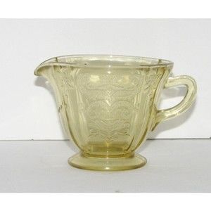 Vintage Footed Madrid Amber Creamer Federal Glass